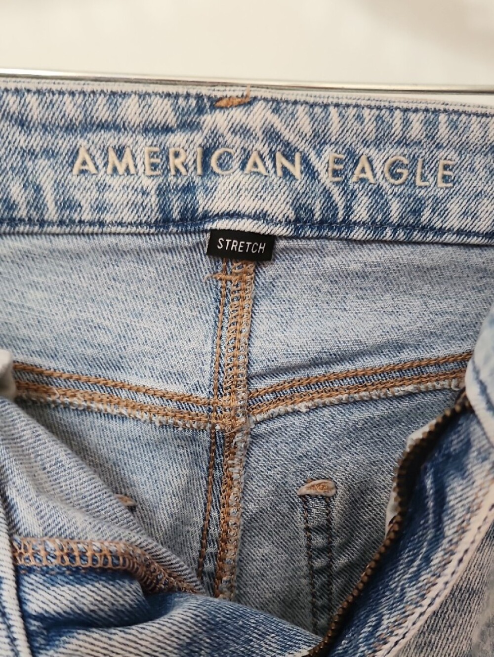 American Eagle Outfitters Light Blue Distressed Straight Leg Jeans - Picture 4 of 5